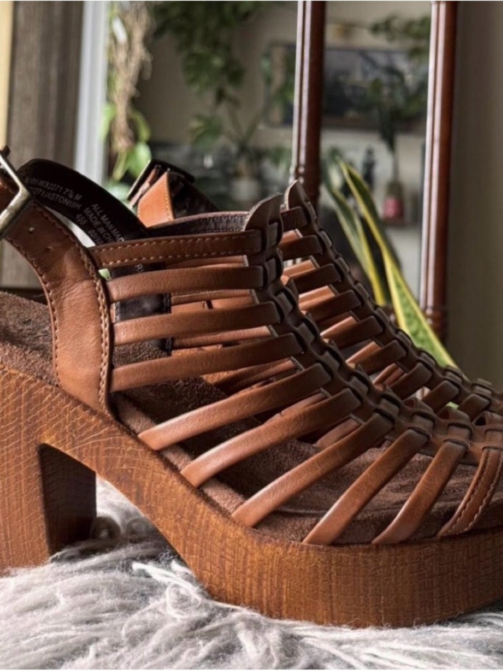 White Mountain Brown Multi-Strap Platform Sandal